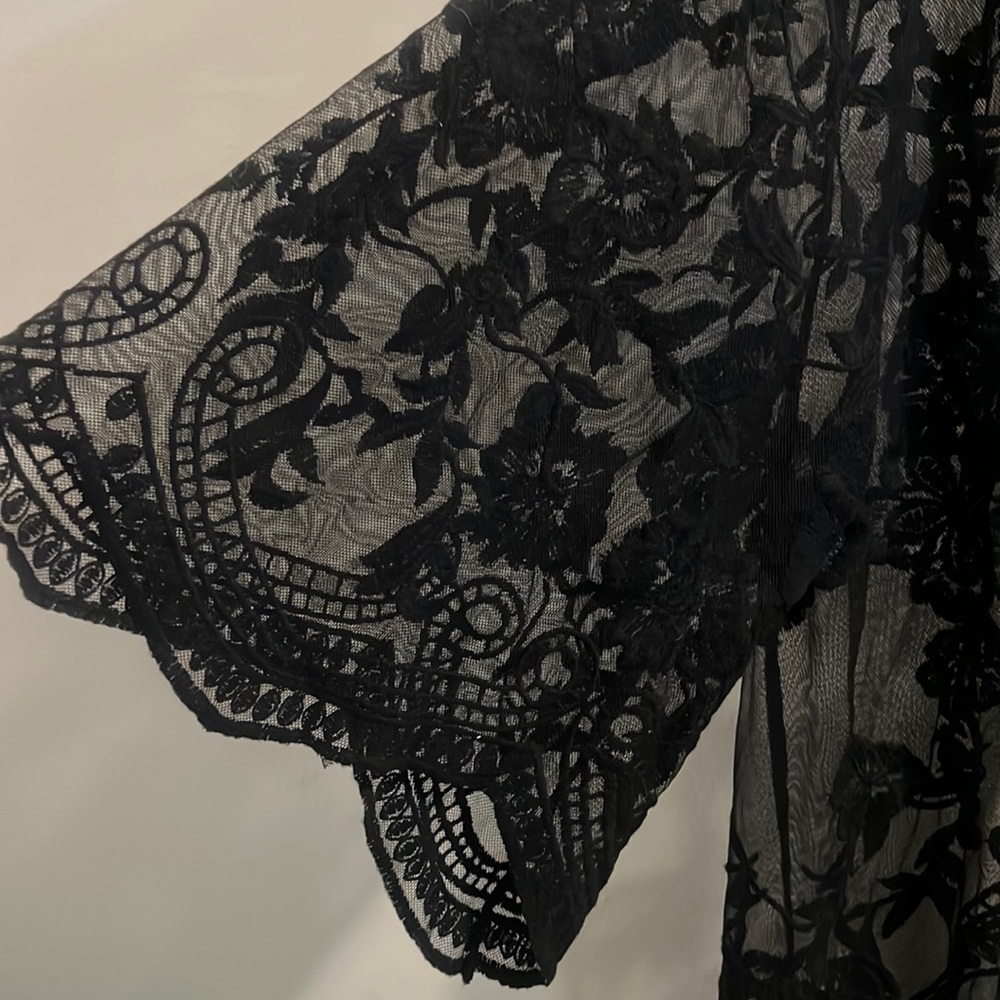 Pink Blush black lace kimono